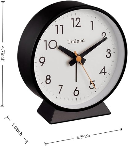 4.5" Battery Operated Antique Retro Analog Alarm Clock, Small Silent Bedside Desk Clock,Lighted on Demand, Battery Operated, Snooze, for Living Room, Bedroom, Bedside, Desk, Gift Clock