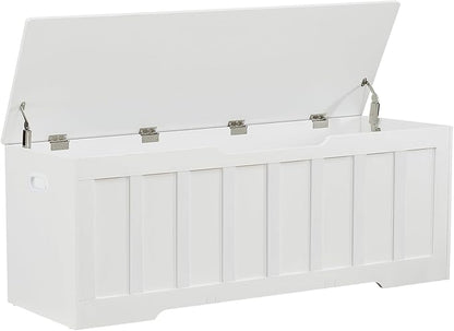 51.2" Storage Chest Extra Large,Storage Bench with 2 Safety Hinges,Shoe Bench,51.2 * 15.7 * 19.1 inches,Wooden Trunk for Bedroom,livingroom,entryway,Supports 220 lb,Easy Assembly(White).