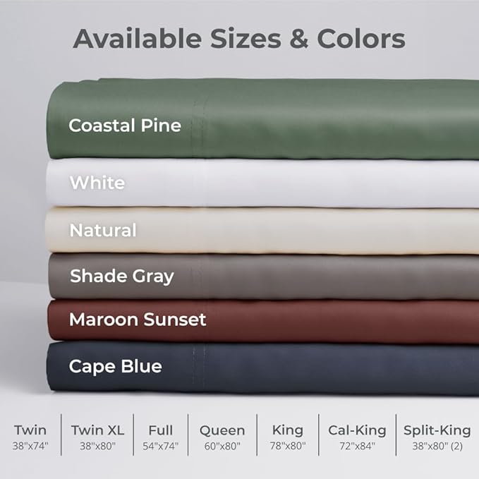 Cariloha Aloha Soft 4-Piece Sheet Set | Maroon Sunset | Split King | Made from 100% Viscose derived from Bamboo | Introductory Sheet Line