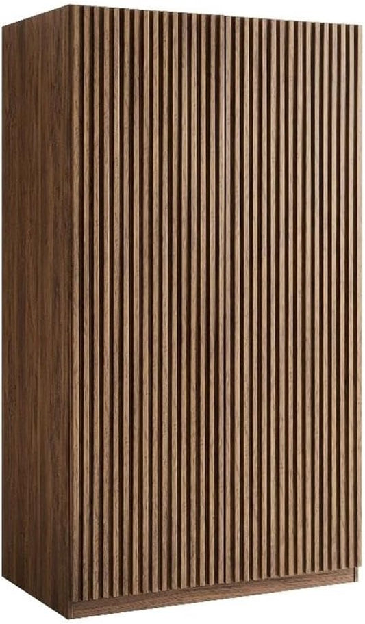 Pemberly Row Contemporary Wood Wardrobe Closet in Walnut Finish