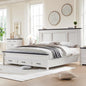 ACCOHOHO Farmhouse King Size Bed Frame with 52" Tall Headboard, Wood Platform Bedframe with Footboard and Storage Drawers, No Squeak, No Box Spring Needed, White