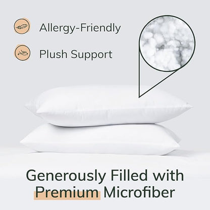 Fern and Willow Queen Size Bed Pillows - Set of 2, 28"x20" - Luxurious Ultra-Soft Cooling Pillow - Hotel Quality, Down Alternative Fill - Ideal Gift for Side, Back & Stomach Sleepers