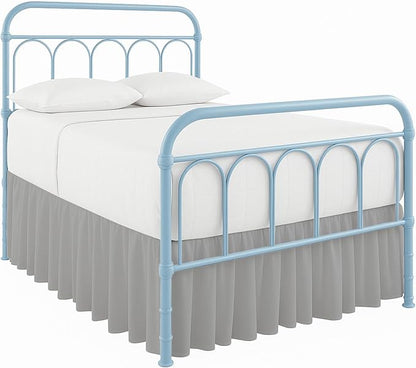 Ruffled Bed Skirt with Split Corners-Dust Ruffle - 14" Drop 100% Microfiber Soft,Sheen & Luxurious Look - Bed Skirts (Light Grey -Queen)