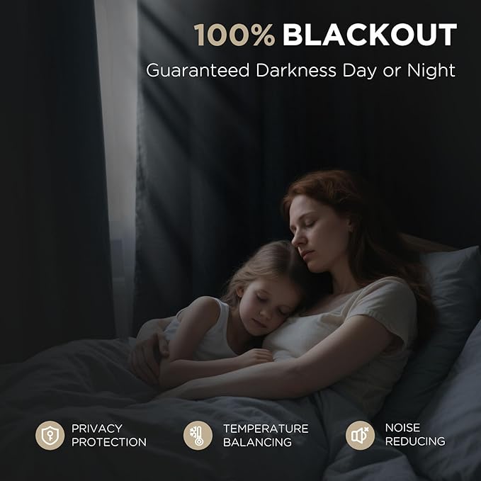 Joydeco Blackout Curtains for Bedroom - 100% Light Blocking 2 Panels Set White Drapes 42" W x 72" L, Thermal Insulated Room Darkening Curtains, Linen Textured for Living Room, Rod Pocket & Back Tabs