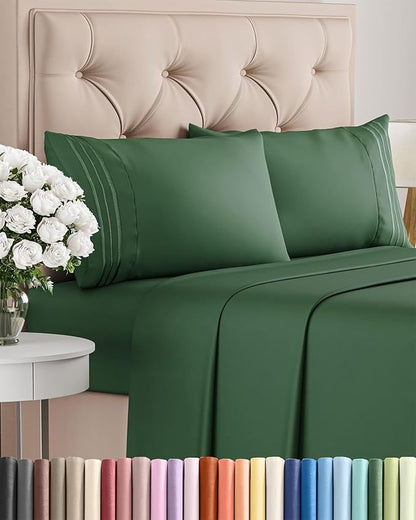 King Size 4 Piece Sheet Set - Comfy Breathable & Cooling Bed Sheets Set - Hotel Luxury Bedding for Women, Men, Kids & Teens - Deep Pockets, Easy-Fit, Soft and Wrinkle Free - Oeko-Tex - Emerald Green