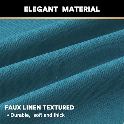 PrinceDeco Blackout Curtains for Bedroom 84" Long Thermal Insulated with White Liner Textured Linen Look Curtain Draperies, Grommet Vertical Drapes Privacy for Hall Room, 2 Panels, Blue Sapphire