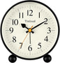 4.5" Vintage Retro Analog Alarm Clock, Super Silent Non Ticking Small Clock with Manual Light, Snooze, Battery Operated, for Living Room, Bedroom, Bedside, Desk(Black)