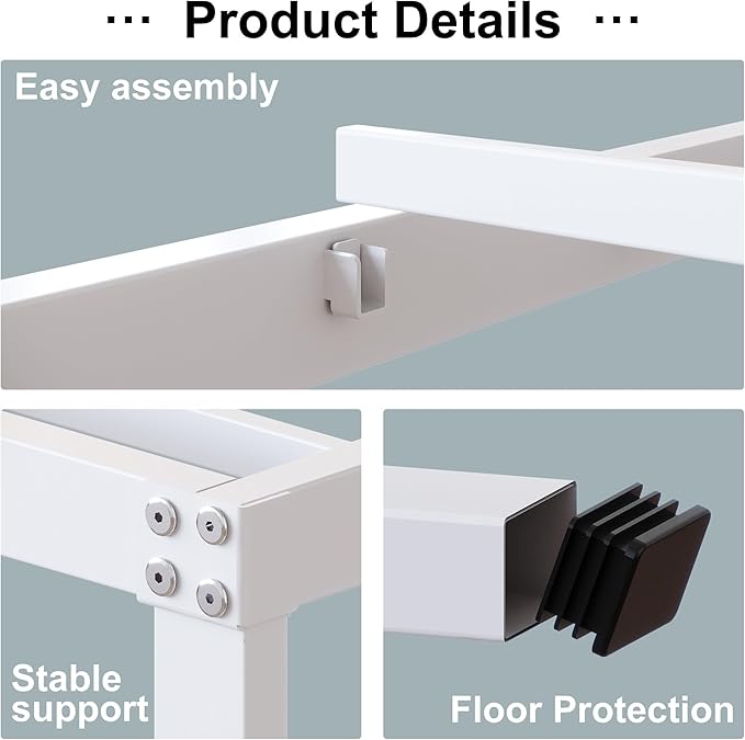 18 Inch Twin XL Bed Frame Heavy Duty No Box Spring Needed Metal Platform with Maximum Storage, Easy to Assembly, Noise Free, White