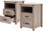Sierra Rustic Night Stand Set of 2, Farmhouse End Table, Modern Bedside Table with 2 Storage Drawers and Open Shelf, Tall Nightstand for Bedroom