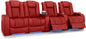 Seatcraft Diamante Zero-Gravity CoolZero Italian Leather Home Theater Seating, Power Headrest, Power Recline, Row of 4 Left Loveseat, Red