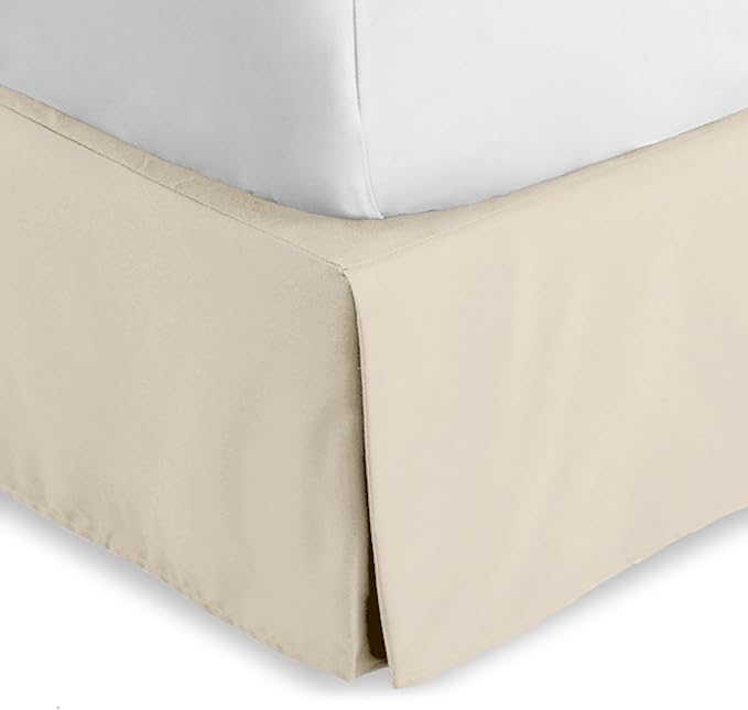Bare Home California King Bed Skirt - 15-Inch Tailored Drop Easy Fit - Bed Skirt for Cal King Beds - Center & Corner Pleats (Cal King, Sand)
