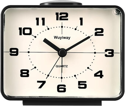 Retro Analog Alarm Clock,Battery Operated,4" Vintage Decor for Bedroom, Nightstand, Bedside, Desk, Table,Silent,Lighted on Demand and Snooze,Ascending Beep Sounds,Easy to Set(Black)