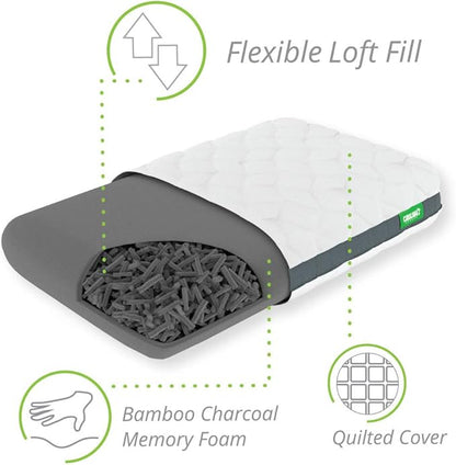 Cariloha Universal & Adjustable Flex Pillow | White | Standard | 32"x20" | Viscose Material | Naturally breathable, Hypoallergenic, & Moisture wicking