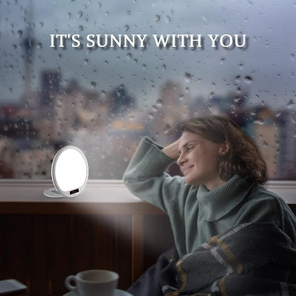 Light Therapy Lamp 10000 Lumens UV-Free Sunrise Alarm Clock Wake Up Light Super Bright Alarm Clock APP Control with 10 Built-in Natural Sounds Portable