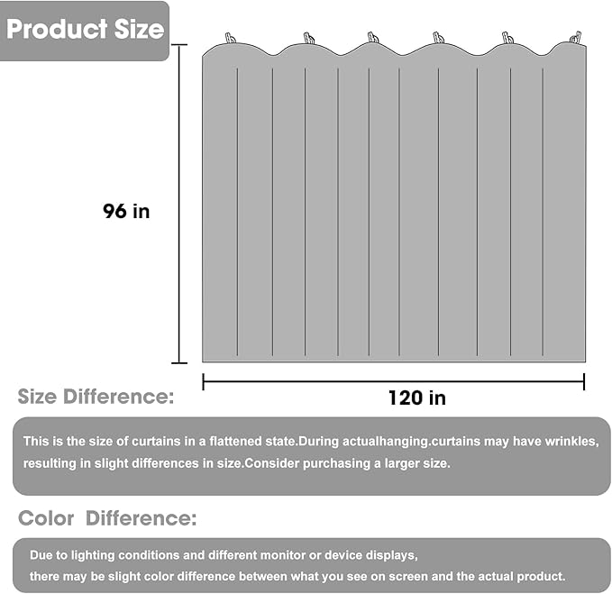 Room Divider Blackout Curtain Track Curtains Wall Dividers Panels Screen for Living Rooms Bedroom Office Privacy Partition Separation, W120 × L96 Inch,1 Panel, Grey
