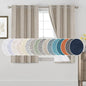 PrinceDeco Linen Blackout Curtains 100% Blackout Curtains for Bedroom Grommet Room Darkening Curtains & Drapes Thermal Insulated White Liner Noise Reducing Window Treatment Drapes,52" W x 54" L,Stone