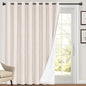 PrinceDeco Linen Blackout Curtains 108 Inch Blackout Curtains 100% Black Out Curtains Linen Look Patio Door Curtains for Sliding Glass Doors Extra Wide Thermal Insulated Drapes,W100 X L108 Inch, Ivory