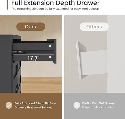 Black Dresser for Bedroom with 8 Drawers, 47.2" Wide Dresser for Closet with Deep Drawer, Large Wood TV Stand, Modern Chest of Drawers for Bedroom, Hallway