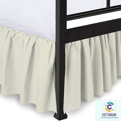 Ruffled Bed Skirt with Split Corners-Dust Ruffle - 21" Drop 100% Microfiber Soft,Sheen & Luxurious Look - Bed Skirts (Ivory -King)
