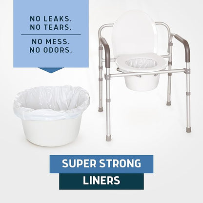 Lunderg Commode Liners - Value Pack 50 Count Universal Fit - Medical Grade Bedside Commode Liners Disposable for Adult Commode Chair, Portable Toilet Bags or Camping Toilet Bags