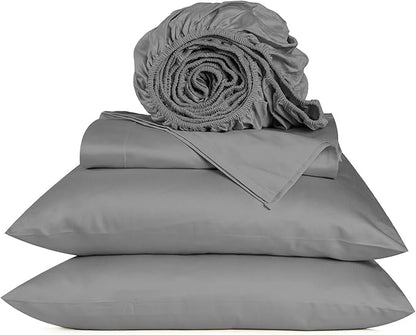 URBANHUT 800 Thread Count 100% Cotton Full Size Sheets, Luxury 4 Piece Full Bedsheets, Hotel Sheets Sateen Finish - Better Than Egyptian, 16" Elasticized Deep Pocket - Dark Grey