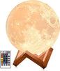 PRUGNA Moon Lamp, 1200mAh Ultra-Long Endurance Night Light, 7.1" 16 Colors LED Moon Light, Remote&Touch Control Room Decor Lamps for Kids Women Gift
