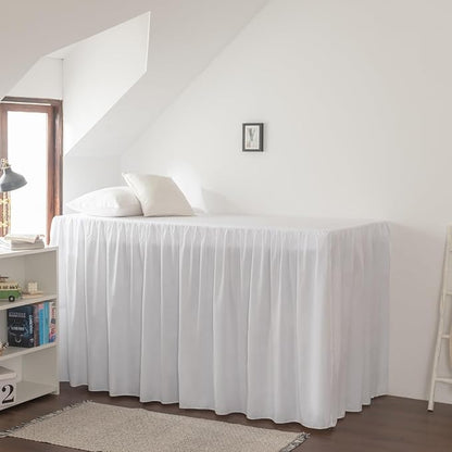 Dorm Room Bed Skirt, College Extra Long Dorm Bed Skirt with Split Corners, 100% Microfiber-White, Twin-XL/40 Drop