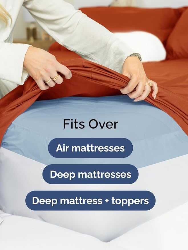 Extra Deep Full Sheet Set - 6 Piece Breathable & Cooling Sheets - Hotel Luxury Bed Sheets Set - Easy & Secure Fit - Soft, Wrinkle Free & Comfy Sheets Set - Terracotta Sheet Set with Extra Deep Pockets