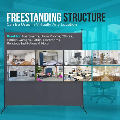 Steel-AID Single-Panel Privacy Room Divider – Folding Partition Privacy Screen for Office, Classroom, Dorm Room, Kids Room, Studio, Conference - 71" x 72" - Easy to Assemble, Freestanding & Foldable