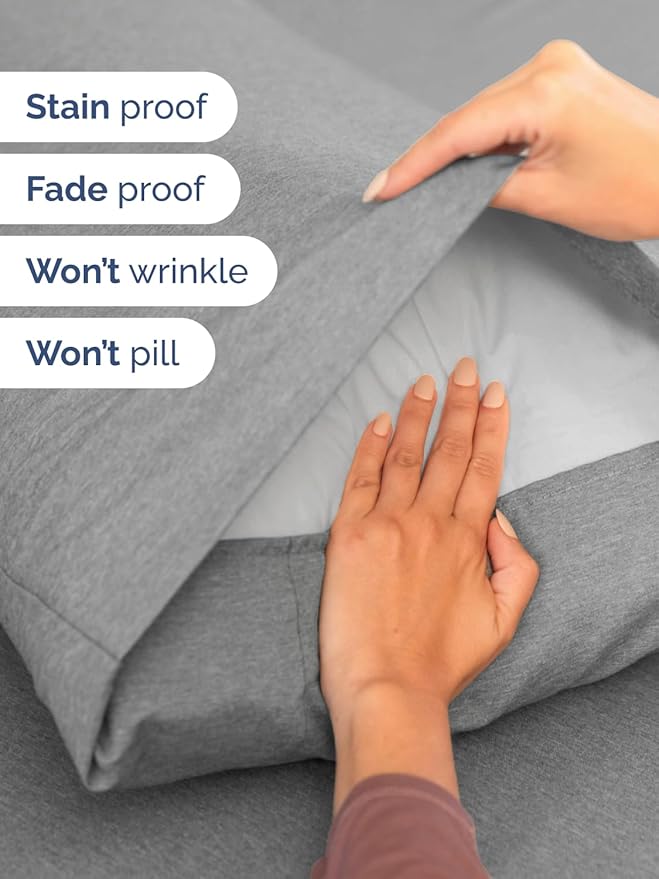 Extra Deep Twin XL Sheet Set - 4 Piece Breathable & Cooling Sheets - Hotel Luxury Bed Sheets Set - Easy Fit - Soft, Wrinkle Free & Comfy Sheets Set - Heathered Grey Sheet Set with Extra Deep Pockets
