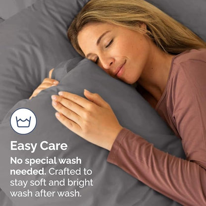 Queen Pillow Cases Set of 4 - Ultra Soft Hotel Quality Pillowcase Covers - Comfy, Cozy & Wrinkle Free - Shrinkage, Stain & Fade Resistant - Machine Washable Pillow Protectors - 4 Piece Set - Dark Grey