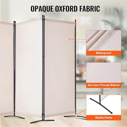 VEVOR Room Divider, 3 Panel Room Divider, Folding Privacy Screen and Portable Partition Divider for Room Separation, Freestanding Room Partitions for Office, Bedroom, Study, Beige