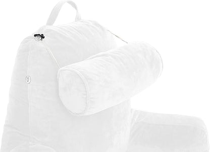 Husband Pillow XXL – Reading Pillow Bed Chair with Arms & Back Support – White - Back Pillow for Beds Sitting Up – Bed Rest Arm Pillow – Comfy Reading Pillow for Adults