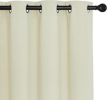 NICETOWN Blackout Drapery Curtain Panel 90 inches Long - Window Treatment Thermal Insulated Grommet Blackout Curtain/Drape for Bedroom Living Room (Beige, 1 Panel, 46 by 90 inches)