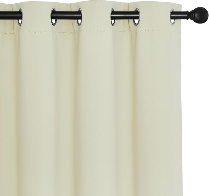 NICETOWN Blackout Curtains & Drapes - Privacy Thermal Efficiency Backdrop Curtains for Bedroom Room Divider Living Room Patio Sliding Glass Door, Wide 80 x Long 144 inch, Beige, 1 Panel