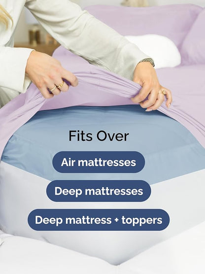 Extra Deep King Sheet Set - 6 Piece Breathable and Cooling Sheets - Hotel Luxury Bed Sheets Set - Easy Fit - Soft, Wrinkle Free and Comfy Sheets Set - Light Lavender Sheet Set with Extra Deep Pockets