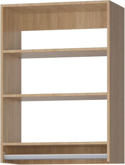 Medium Double Hanging Closet Unit, Modular System Organizer With Storage for Walk In Closets, Clothing Rack for Hanging Clothes, Bedroom, Wood, 25.5"W