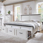 Farmhouse King Size Bed Frame with 51" Tall Headboard, Wood Platform Bed Frame with 20" Tall Roman Column Decoration Footboard & 3 Large Storage Drawers, No Box Spring Needed (White)
