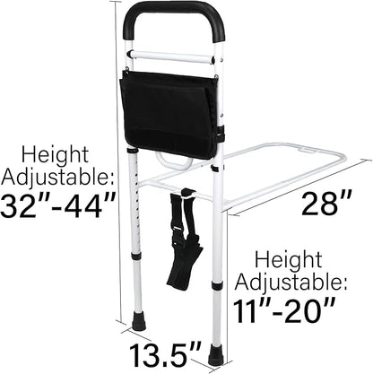 Vaunn Medical New Adjustable Bed Assist Rail Handle (Passed ASTM F3186–17 Safety Standard) and Hand Guard Grab Bar, Bedside Safety and Stability (Tool-Free Assembly)