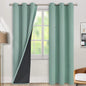 BGment Thermal Insulated 100% Blackout Curtains for Bedroom with Black Liner, Double Layer Full Room Darkening Noise Reducing Grommet Curtain (42 x 84 Inch, Frosty Green, 2 Panels)