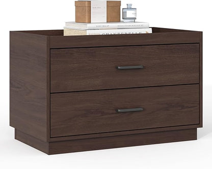 Stackable Storage Drawers, 28" Wide Storage Bins with 2 Drawers for Closet Organizers, Wood Stackable Closet Organizer Modern Large Stackable Storage Units for Living Room Hallway Bedroom, Brown