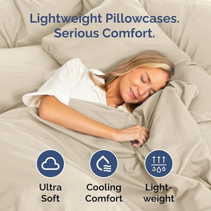 Queen Pillow Cases Set of 2 - Ultra Soft Hotel Quality Pillowcase Covers - Comfy, Cozy & Wrinkle Free - Shrinkage, Stain and Fade Resistant - Machine Washable Pillow Protectors - 2 Piece Set - Wheat