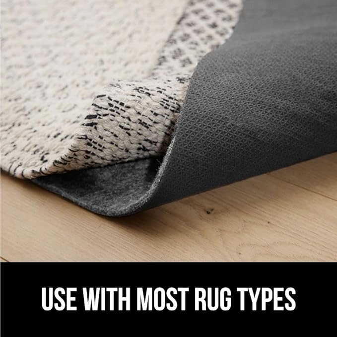 GORILLA GRIP Felt and Natural Rubber Stay in Place Slip Resistant Rug Pad, 1/8in Thick, 5x8 FT Protective Padding Under Area Rugs, Cushioned Gripper Pads, Carpet Runners, Hardwood Floors Protection