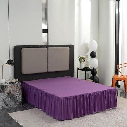 Bed Skirt Queen Size Ruffled Bed Skirt with Split Corners, 14 Inch Drop Dust Ruffle Bed Skirts with Platform, Gathered Style, 100% Microfiber, Grape