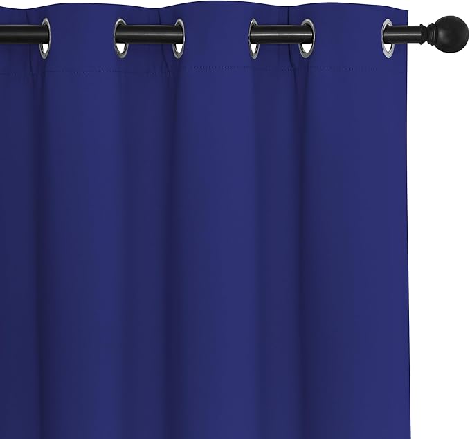 NICETOWN Navy Blue Blackout Curtains for Bedroom/Living Room 132 Inch Length - Thermal Insulated Room Darkening Grommet Top Window Curtains (100 by 132 - Inch, 1 Panel)