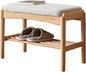Solid Wood Shoe Bench, Shoe Rack Bench Assembled with Cushion for Entryway, Hallway, Bedroom, Living Room, Beech Wood, 11.8" x 23.6" x 16.5", Natural
