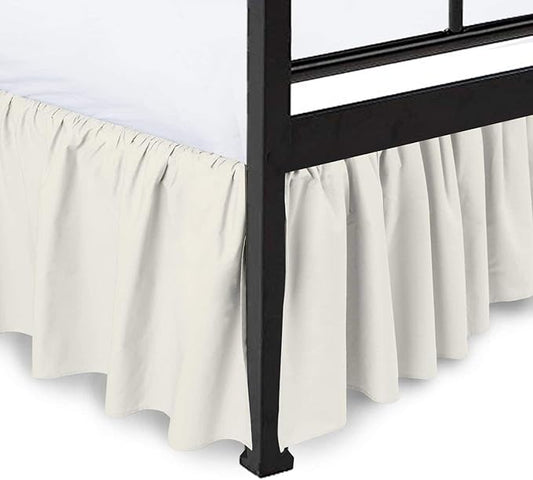 Ruffled Bed Skirt with Split Corners, Ivory, Full 12 Inch Drop Bedskirt, Hotel Quality Brushed Microfiber Wrinkle Free Dust Ruffle Bed Skirt Full Size