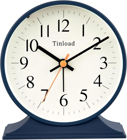 4.5"Retro Analog Alarm Clock,Vintage decor , Super Silent Non Ticking Small Clock with Manual Light, Snooze, Battery Operated, for Bedroom, Living Room, Office,Nightstand, Bedside, Desk ,Table(Blue)