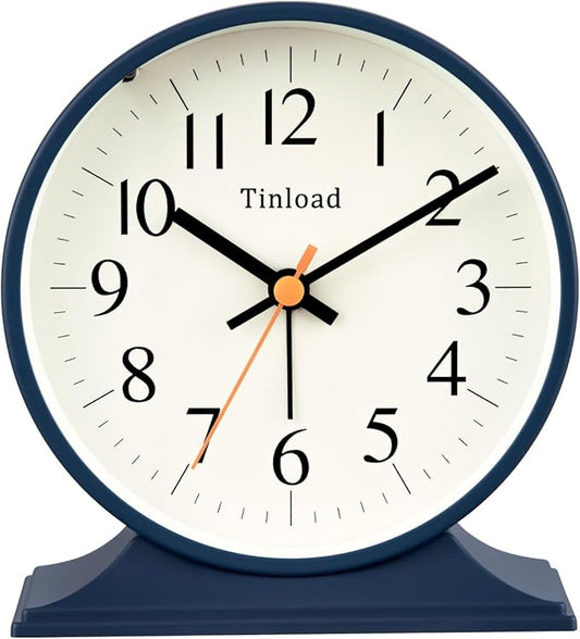 4.5"Retro Analog Alarm Clock,Vintage decor , Super Silent Non Ticking Small Clock with Manual Light, Snooze, Battery Operated, for Bedroom, Living Room, Office,Nightstand, Bedside, Desk ,Table(Blue)