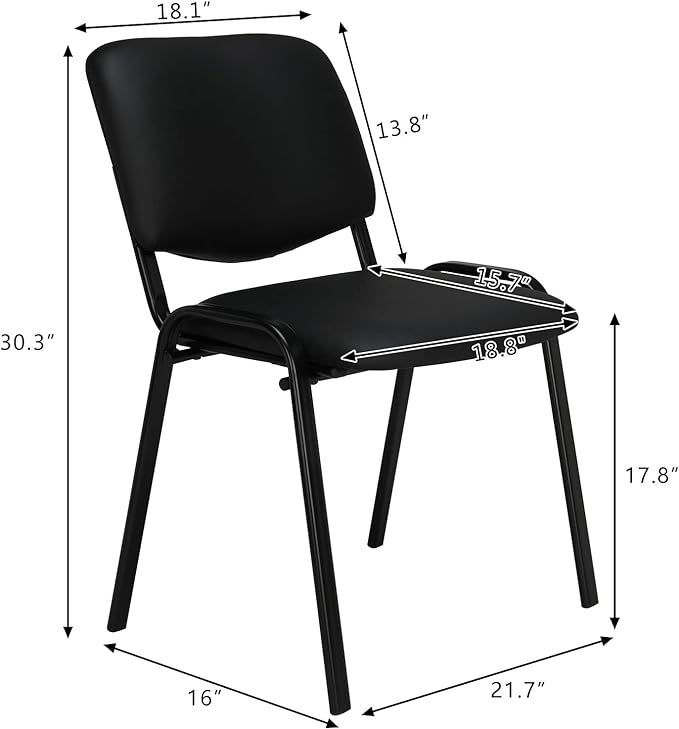 VINGLI Waiting Room Chairs, 10-Pack PU Church Chairs Conference Stackable Set, Office Guest & Reception Stacking for Meeting Room, Lobby, Simple&Space-Saving, Pu-black